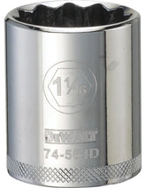 DeWALT DWMT74564OSP Drive Socket, 1-1/16 in Socket, 1/2 in Drive, 12-Point, Vanadium Steel, Polished Chrome